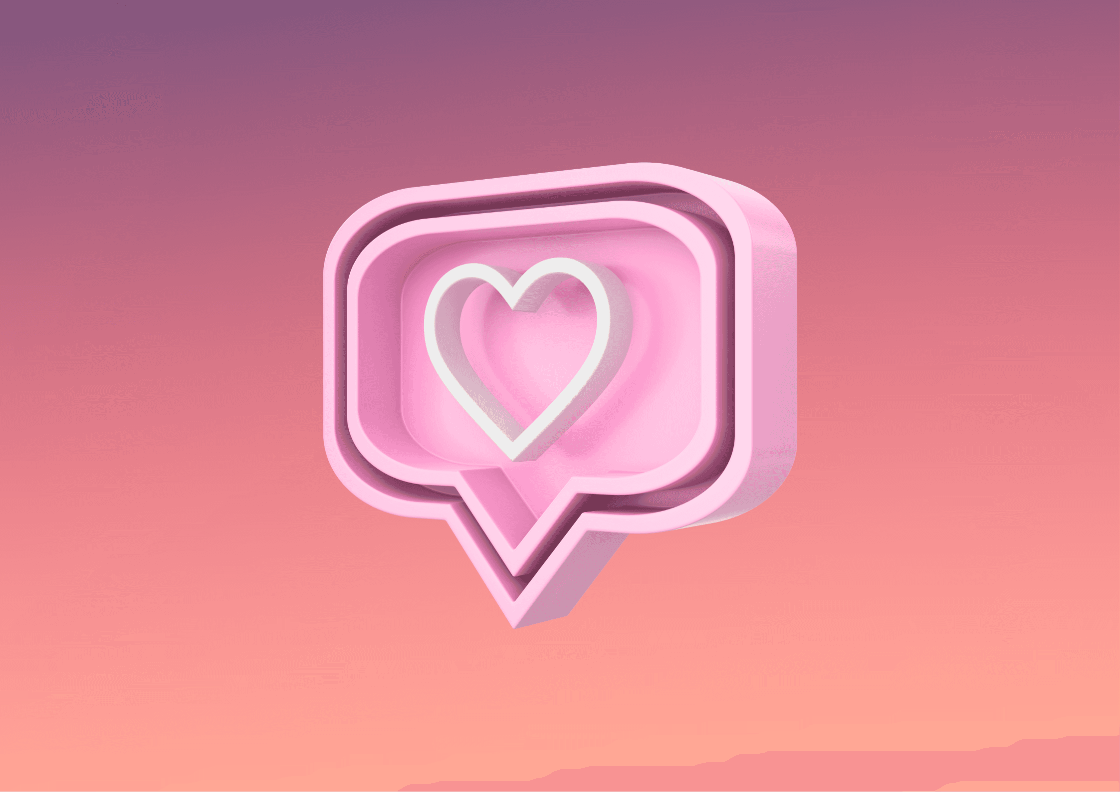 Biznes na Insta – trójwymiarowa ikona serduszka w dymku. Instagram jako narzędzie budowania relacji i sprzedaży szkoleń online.