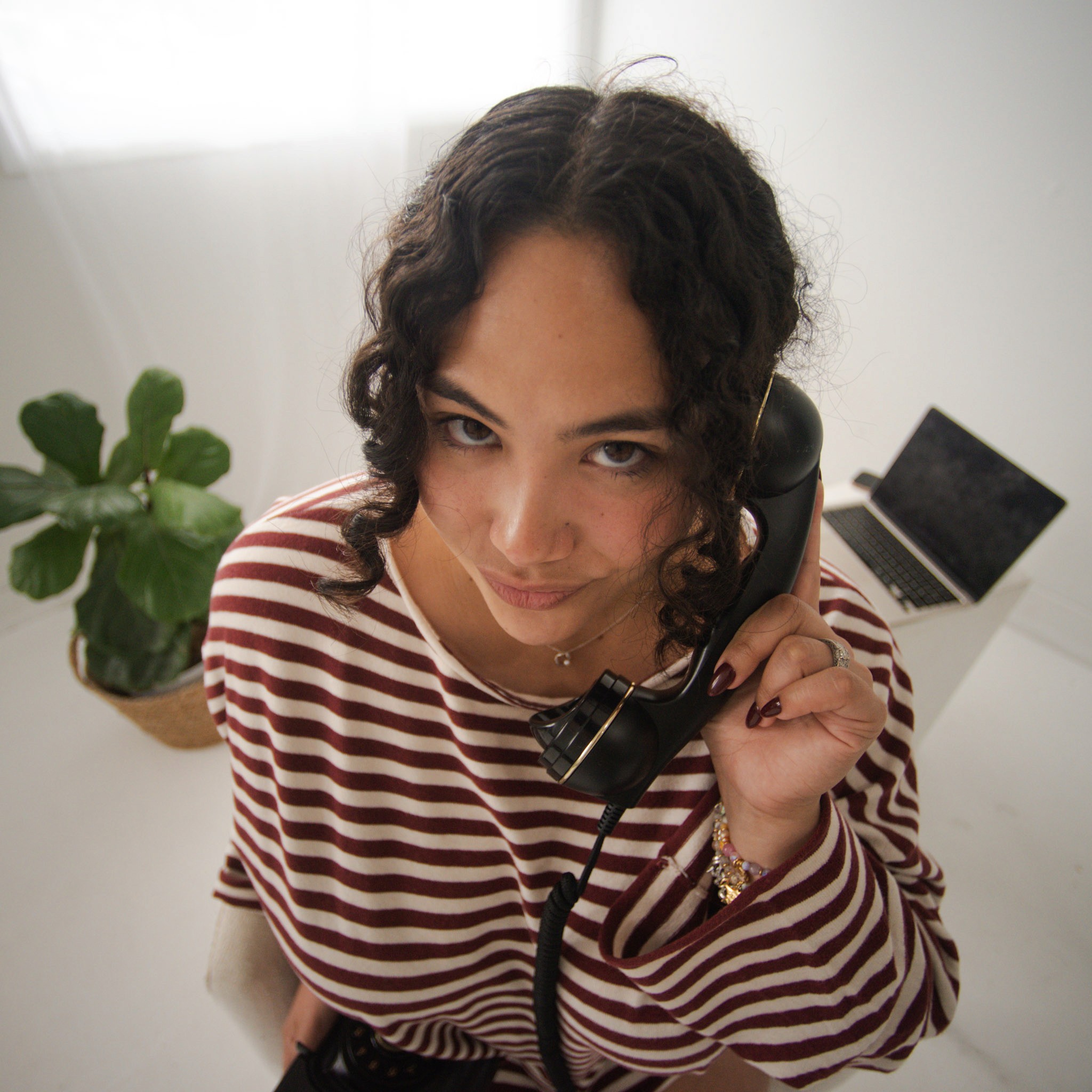 Kristin speaking with a client