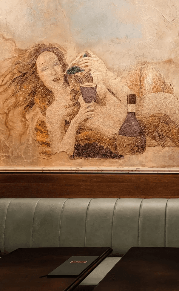 Mosaïque murale du restaurant - Vénus & Vésuve