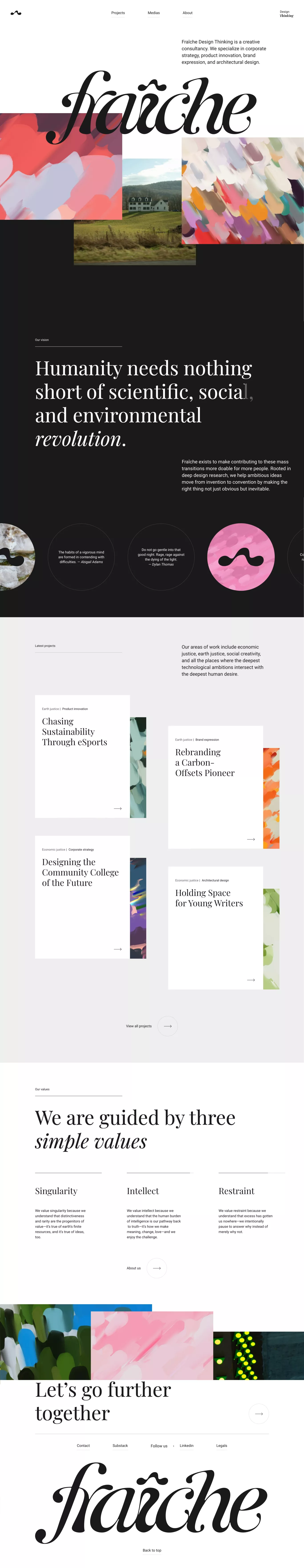Fraîche portfolio page screenshot showcasing Design design
