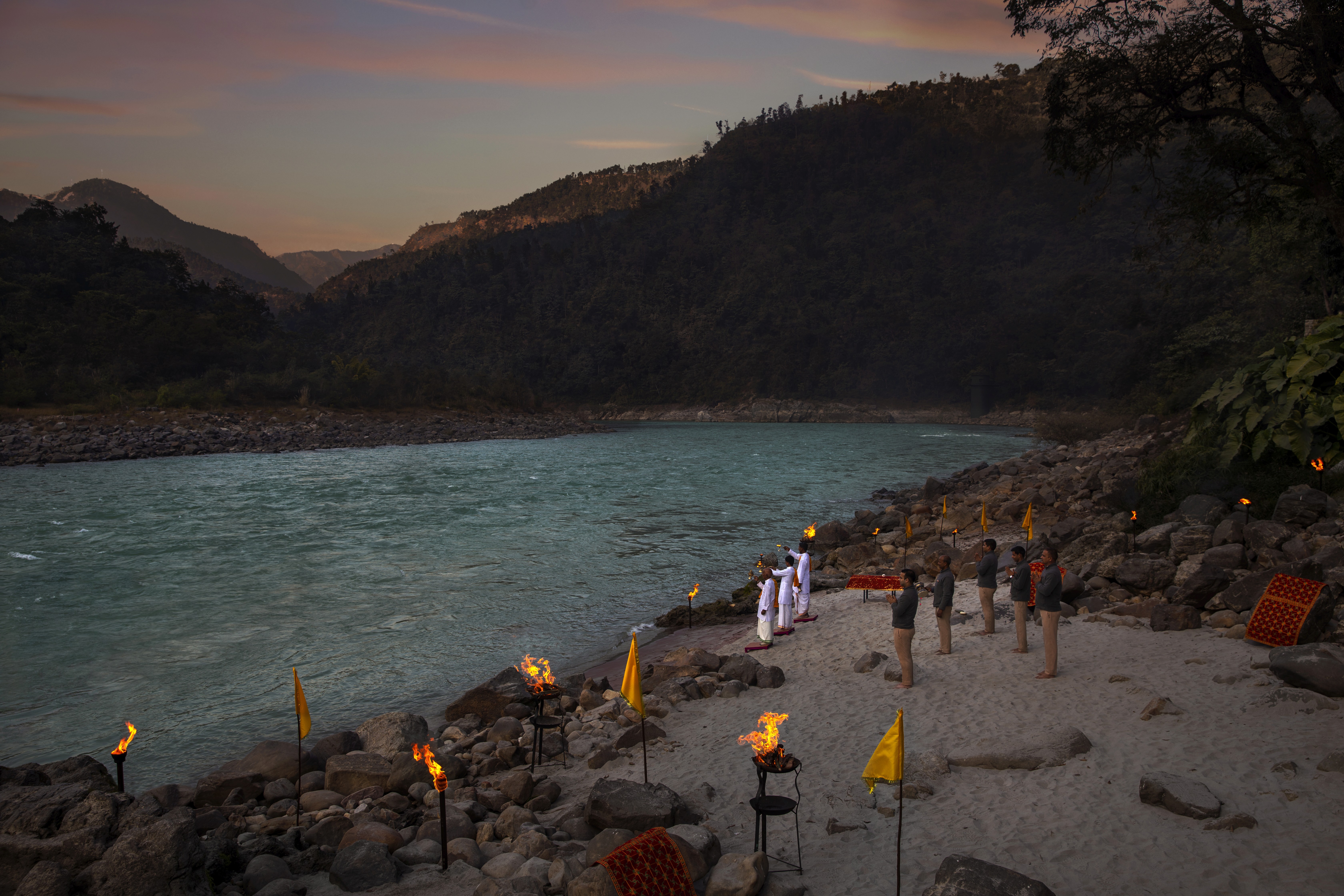 People walking in temple