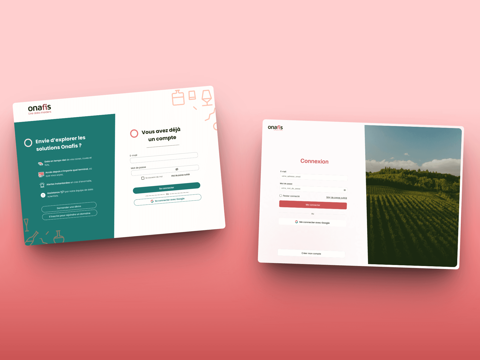 À gauche, l'écran de connexion avant mon intervention, à droite celui après mon intervention