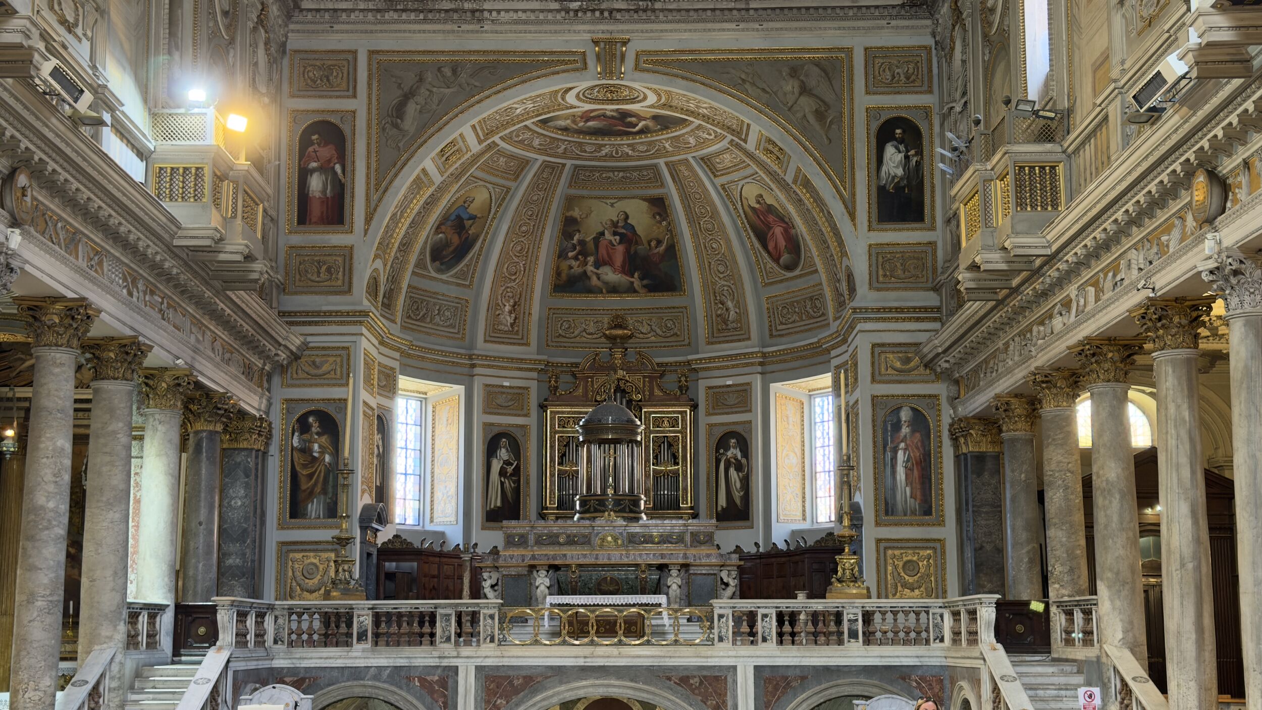High altar and apse of Basilica dei Santi Silvestro e Martino ai Monti above the Carolingian crypt, Rome
