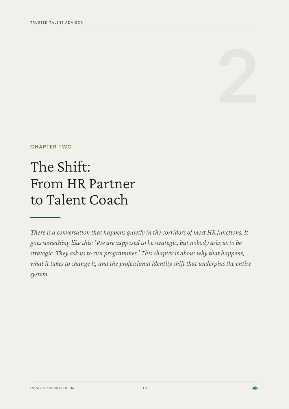 The Shift: From HR Partner to Talent Coach, chapter opening