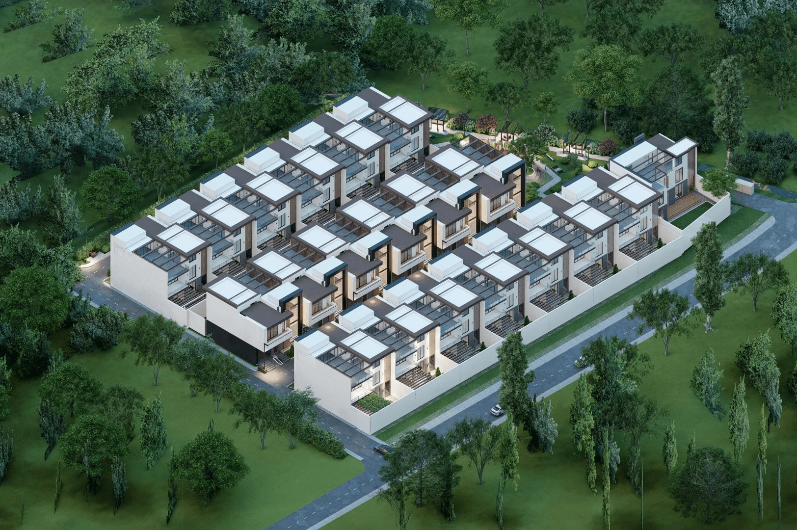 Архитектурный рендер коттеджного посёлка Дурмень