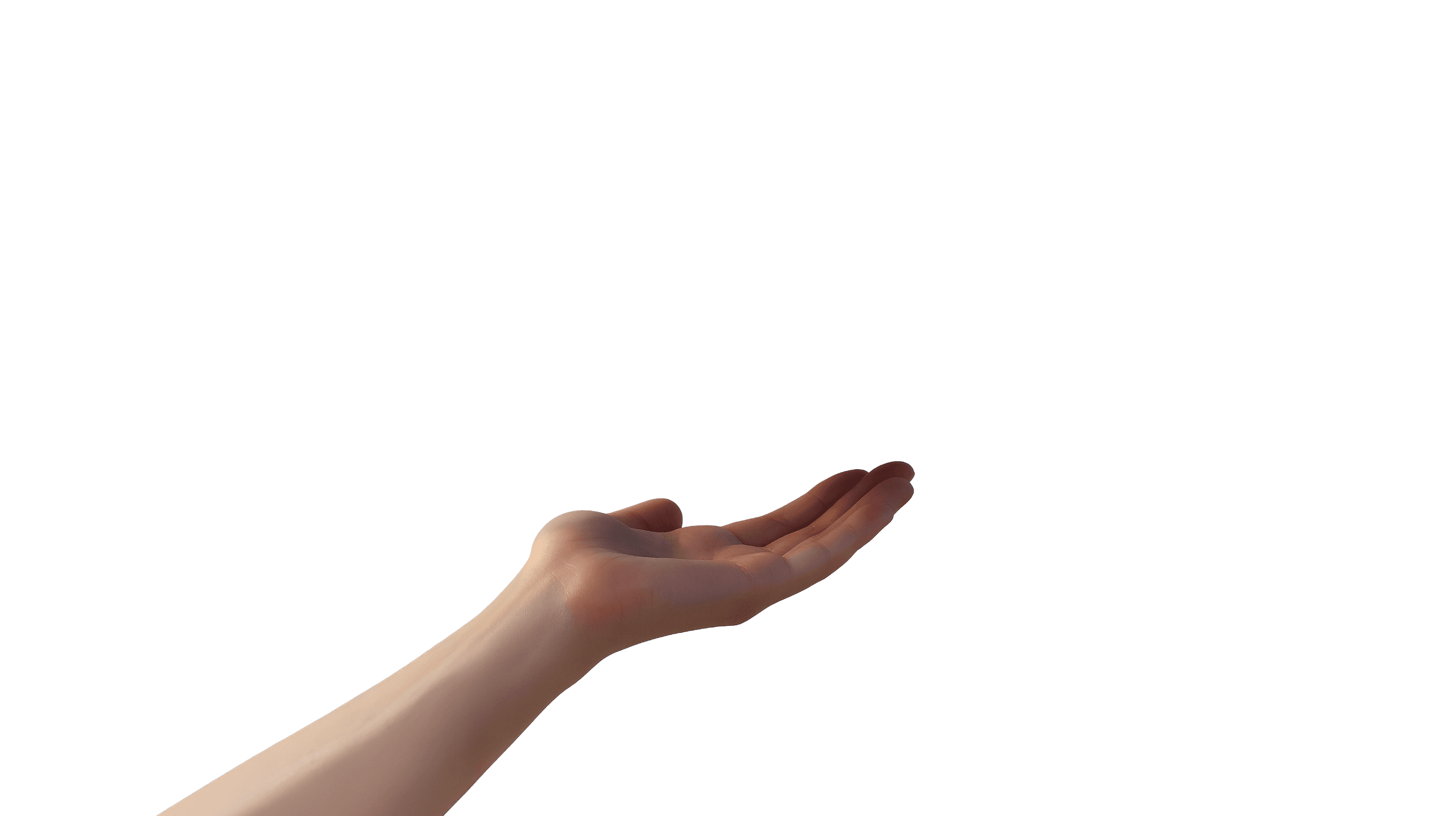 A hand is extended, palm facing upwards against a plain background, capturing a gesture of openness and offering.