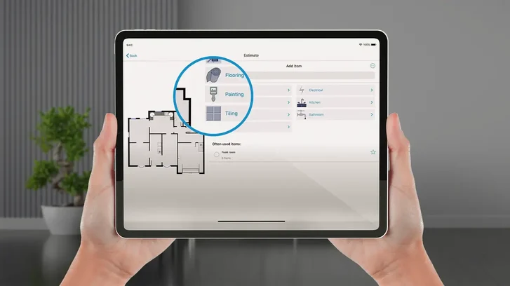 magic plan enabling accurate interior estimates for flooring, painting, and tiling projects