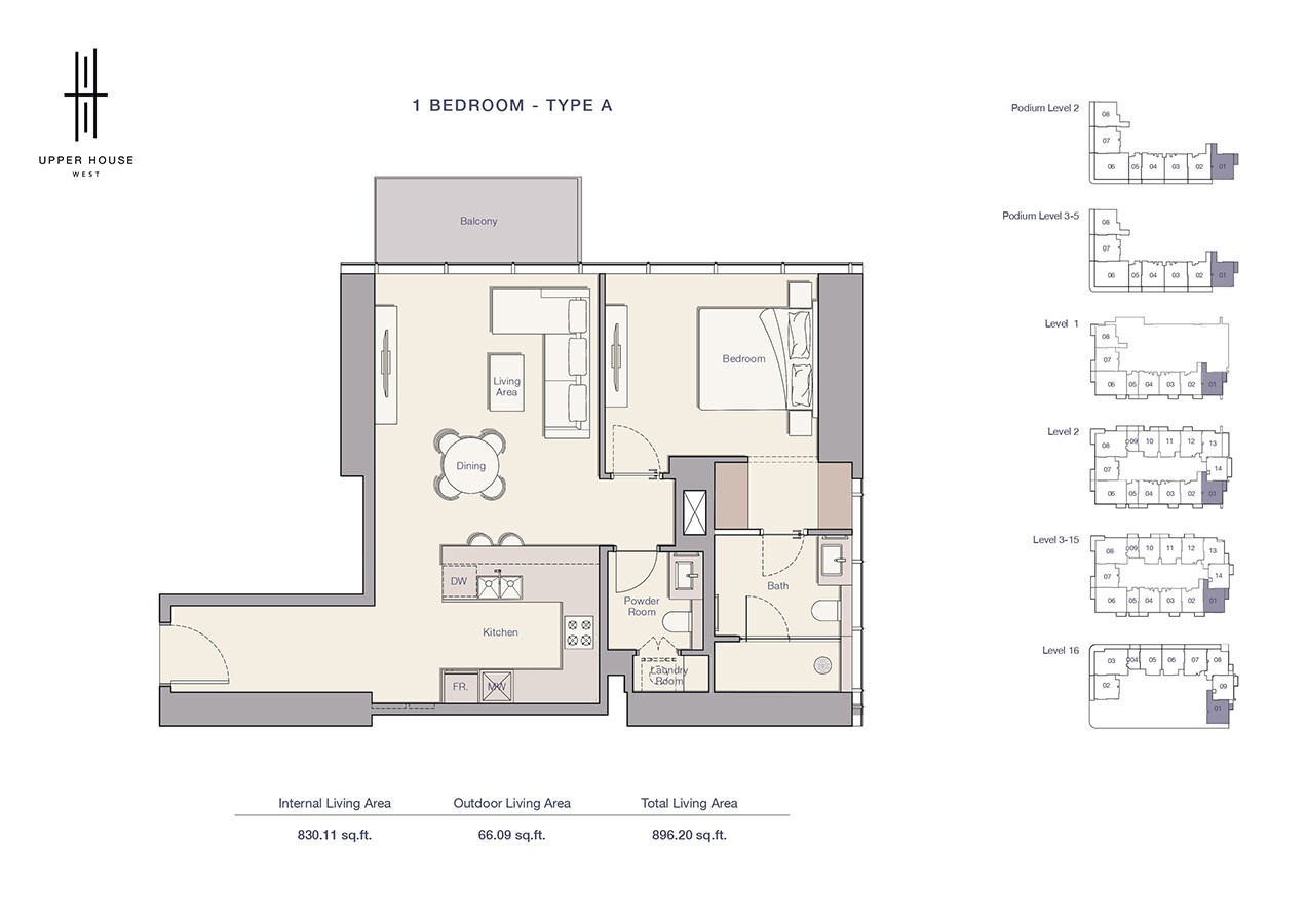 Upper House by Ellington Properties Floor Plan 1BR