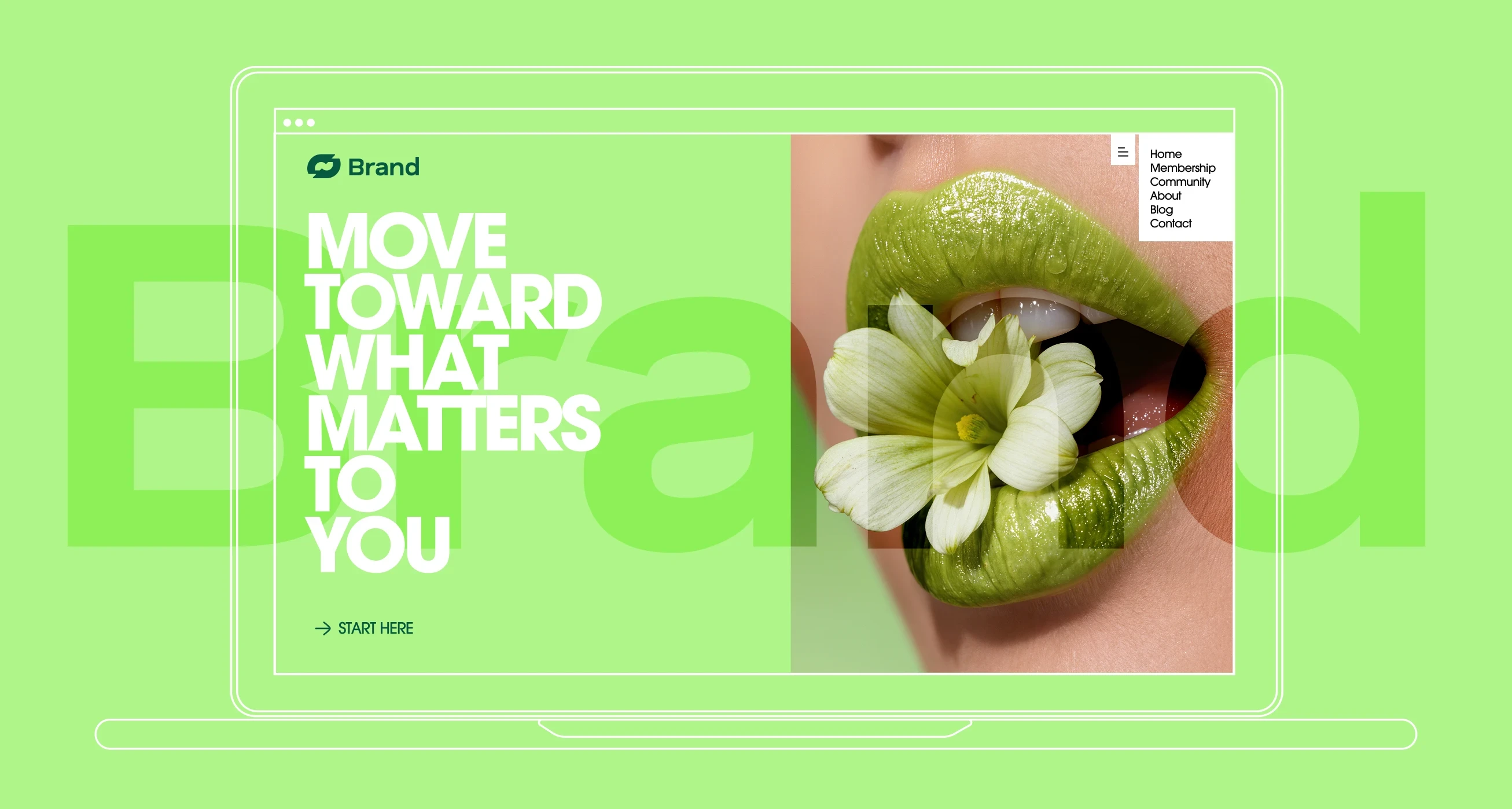 Green lips with a flower, text: "Move Toward What Matters to You."