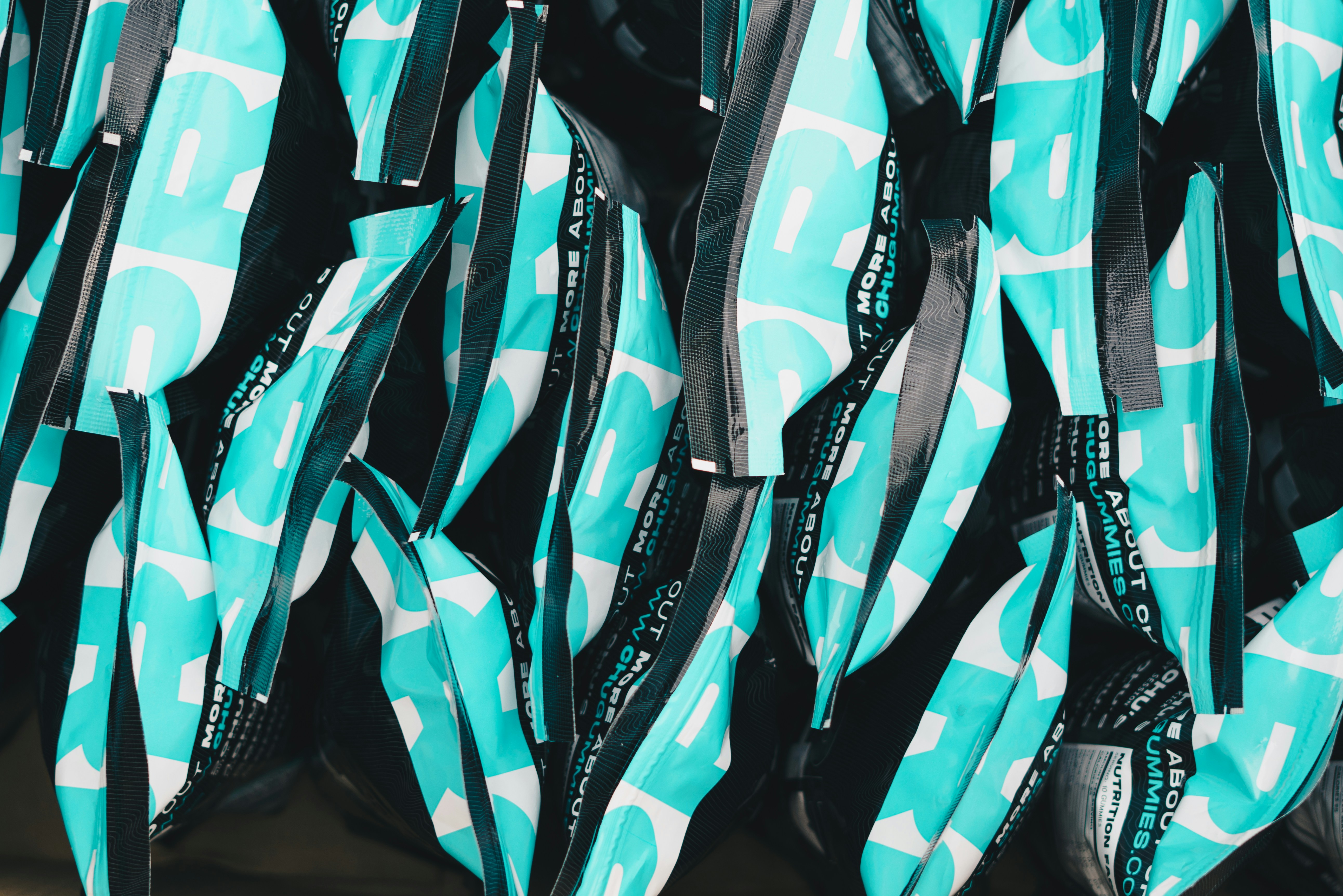 close-up of brightly-coloured gym supplements