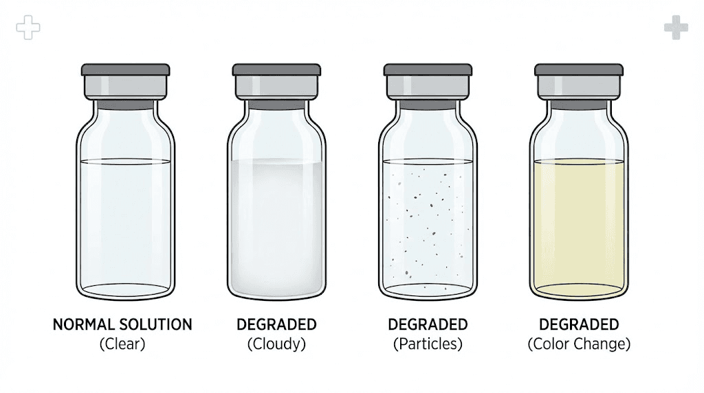 Signs of degraded semaglutide visual comparison normal versus expired