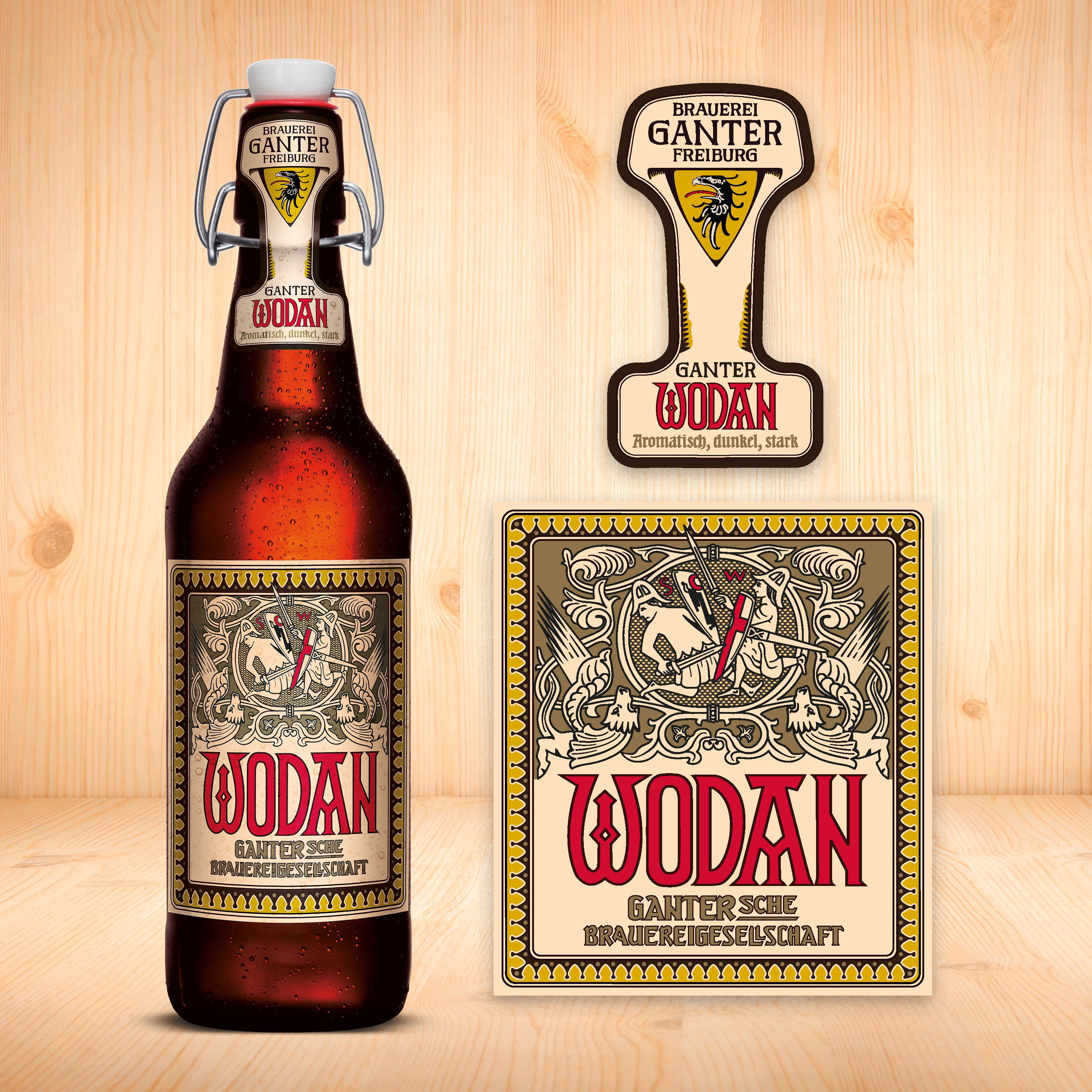 Label Design für Ganter Bier Spezialitäten – modernes Etikett mit traditioneller Typografie und hochwertiger Druckveredelung