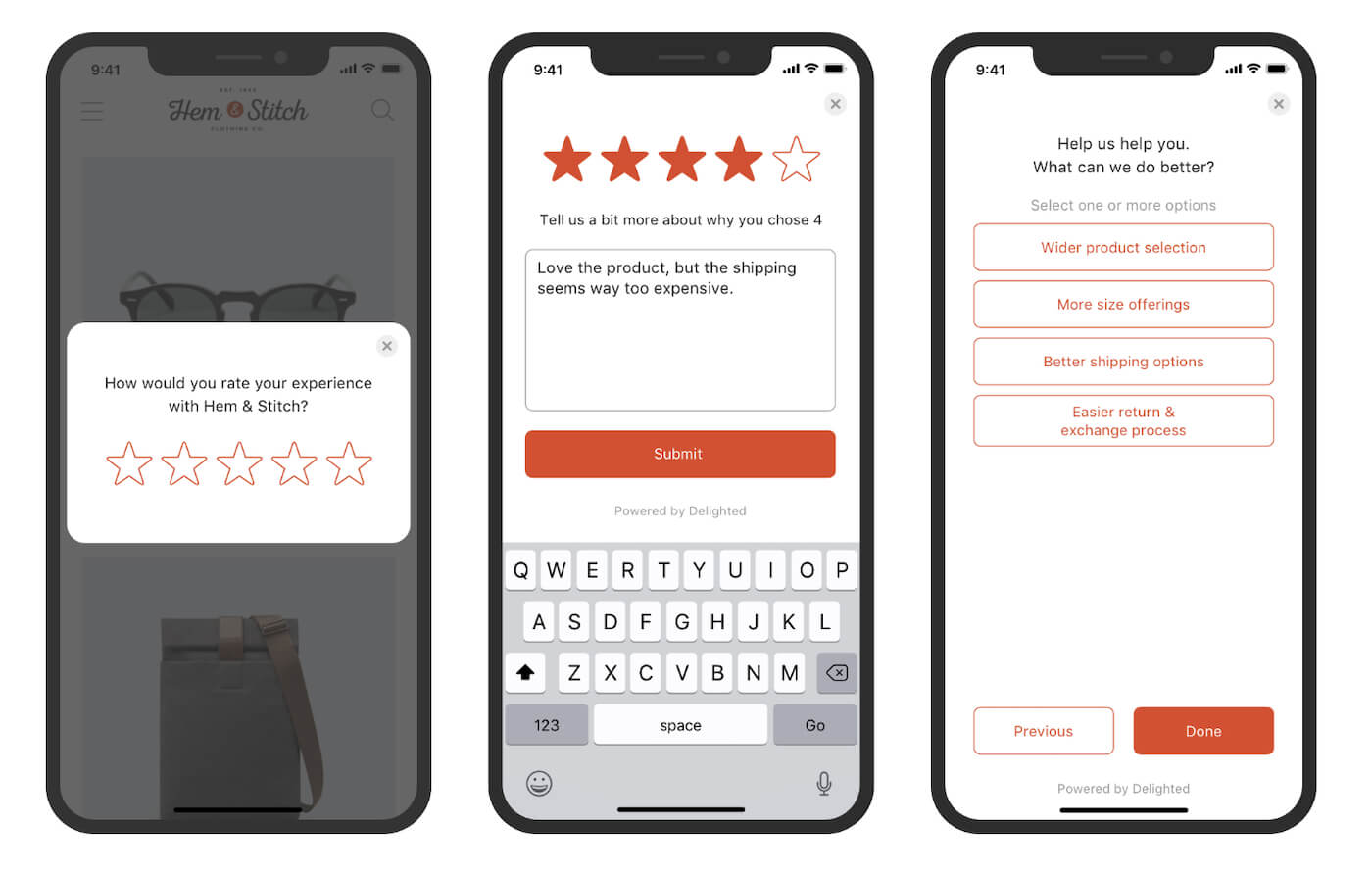 Skip-logic in-app experience surveys
