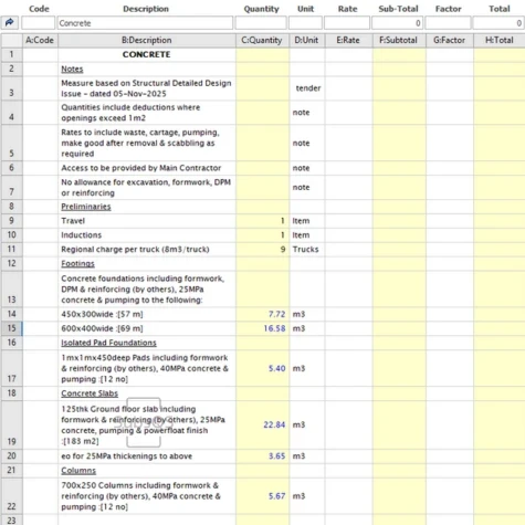 CostX Concrete Measurement Takeoff by SubsQS