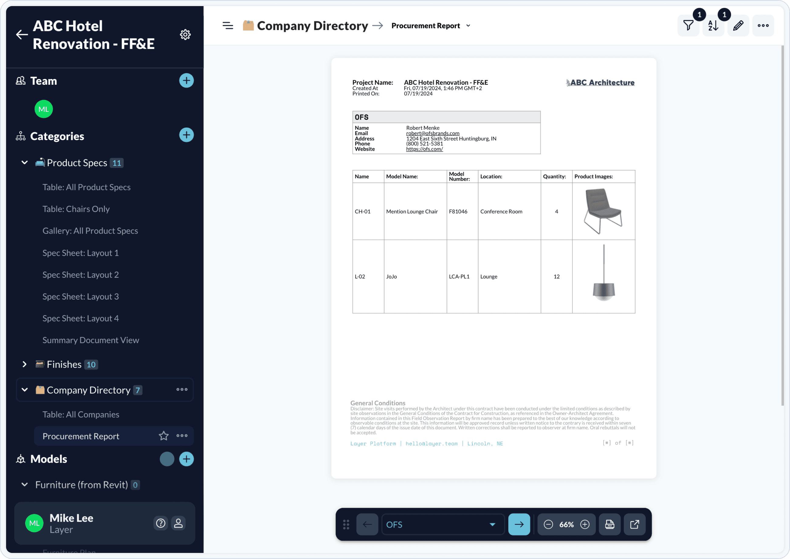 ff&e report generator