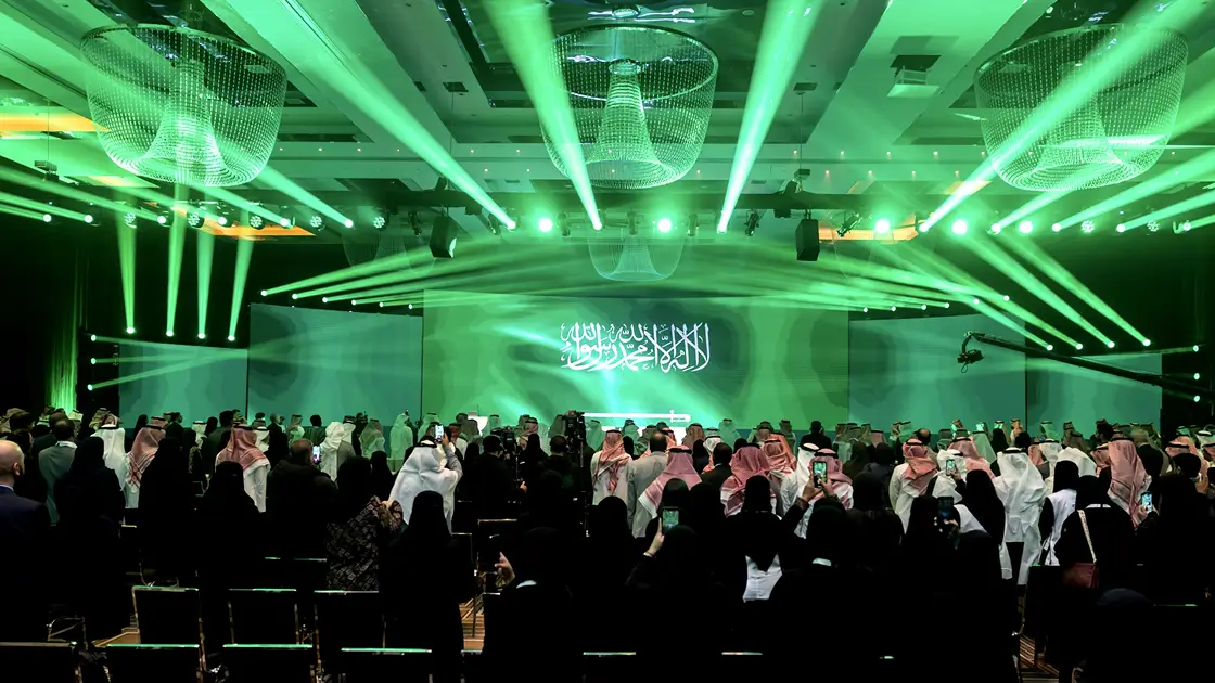 Green light show on the event