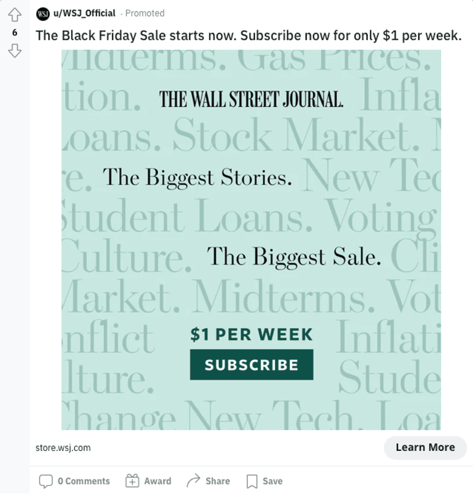 Reddit Promoted Post Example