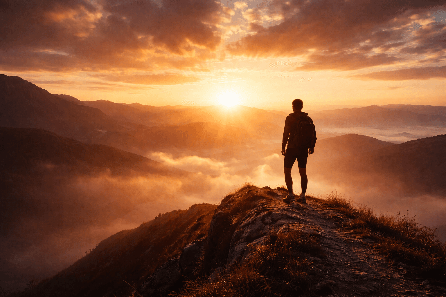 Dynamic picture of a cyclist riding downhill