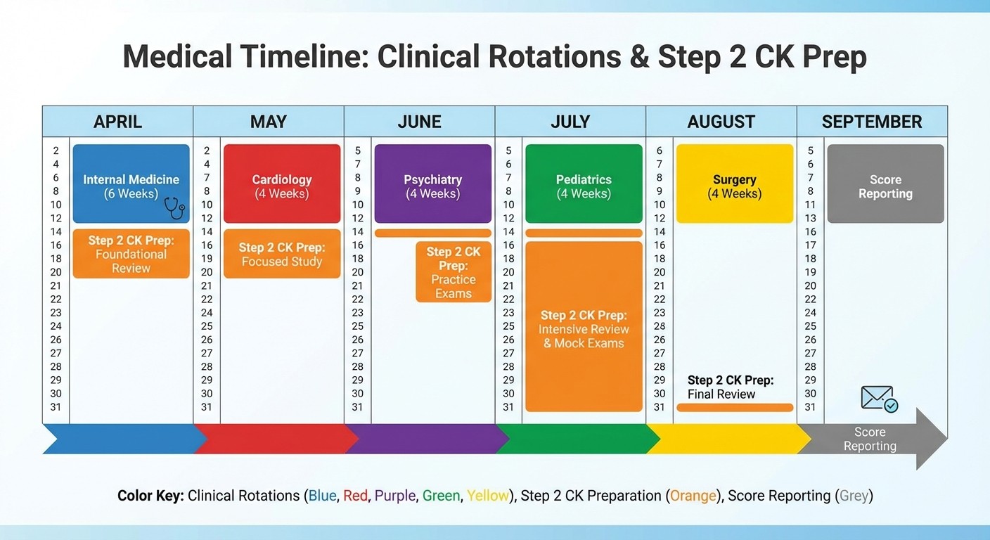 Step 2 CK preparation timeline with clinical rotations for IMGs
