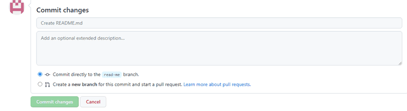 'commit changes' button in GitHub interface