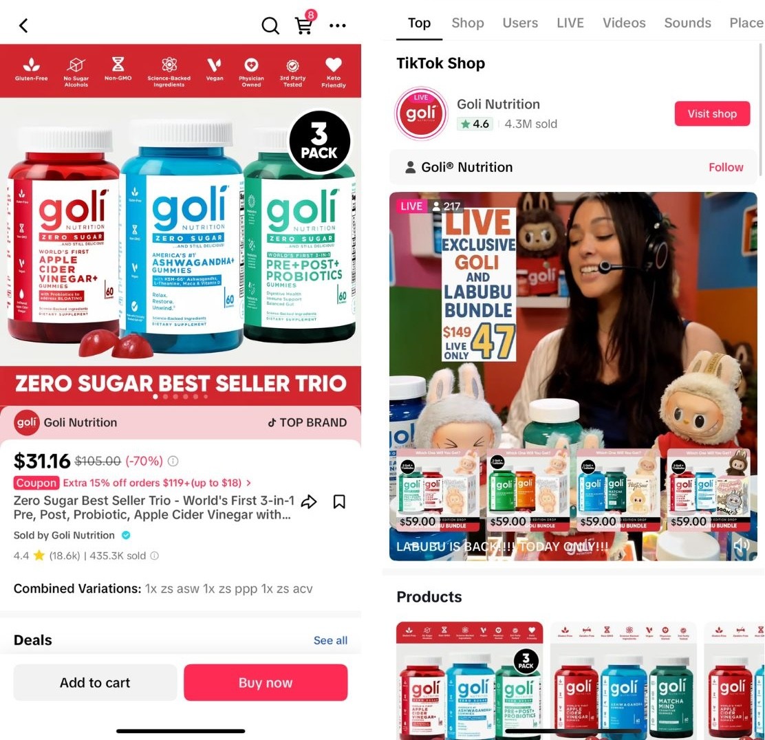 Goli sells $3M on TikTok shop during October 2025