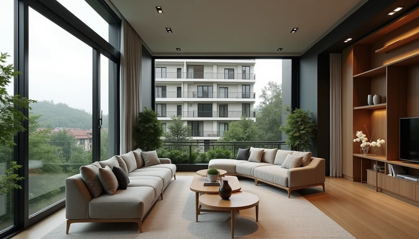 Contemporary apartment living room designed for professional tenant rental property in the UK.