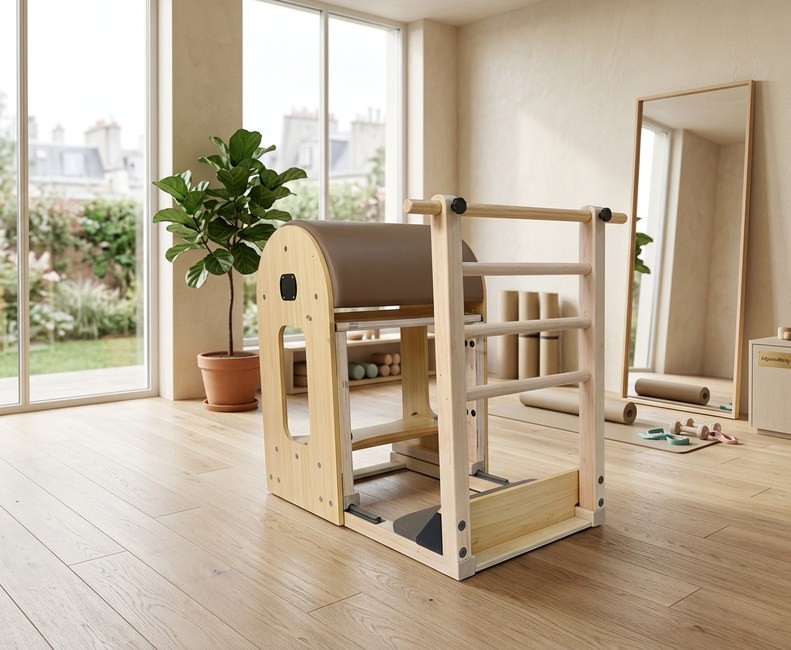 Ladder Barrel Studio — Érable, équipement de mobilité Pilates en érable dans un studio de Pilates professionnel