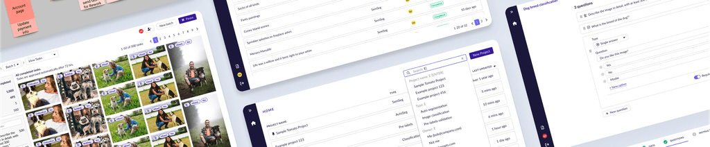 Banner with prototype screens of the Web-based Data labeling SaaS in this section.