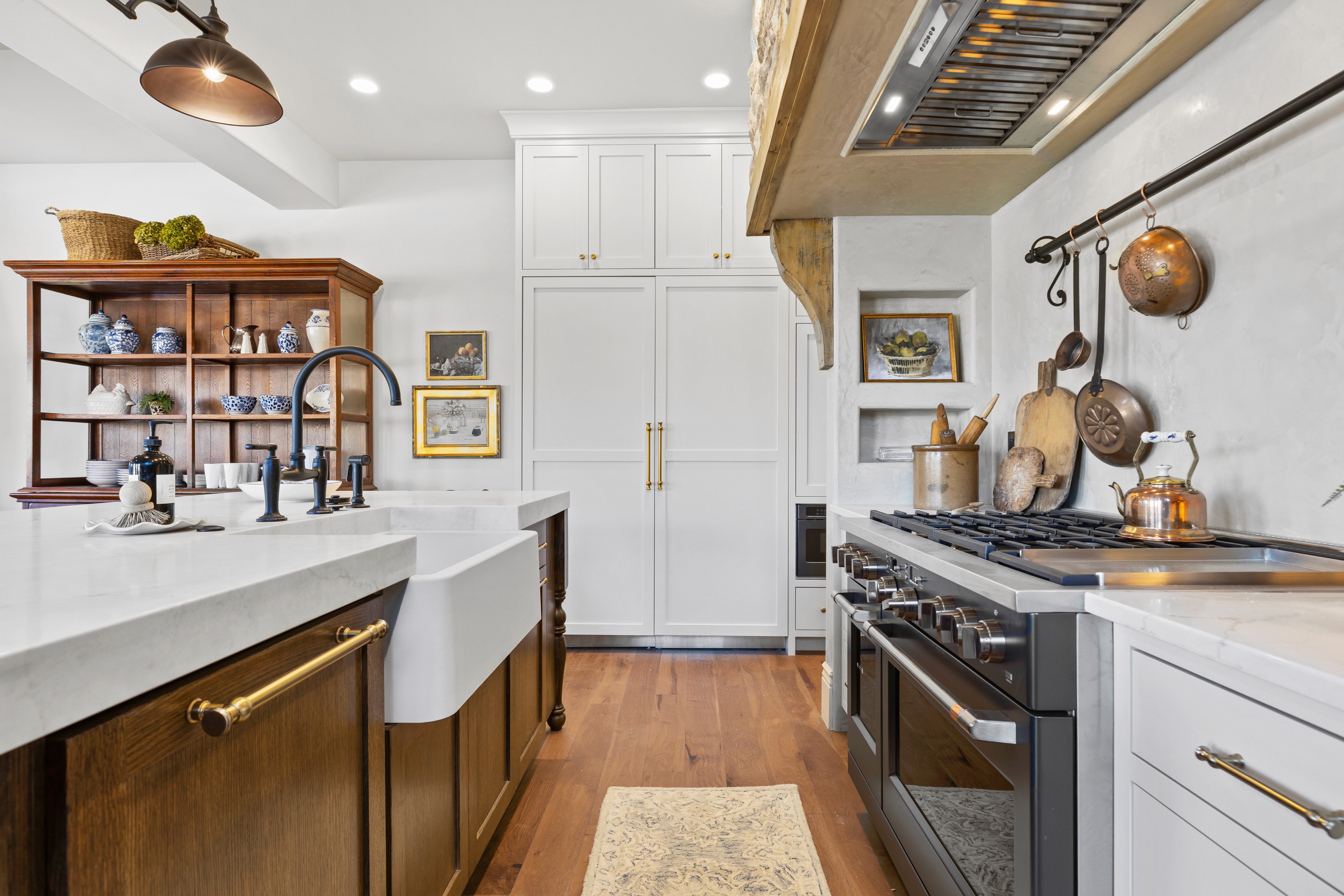Kitchen with metal and wood modern accents in a Rockville, Utah.
