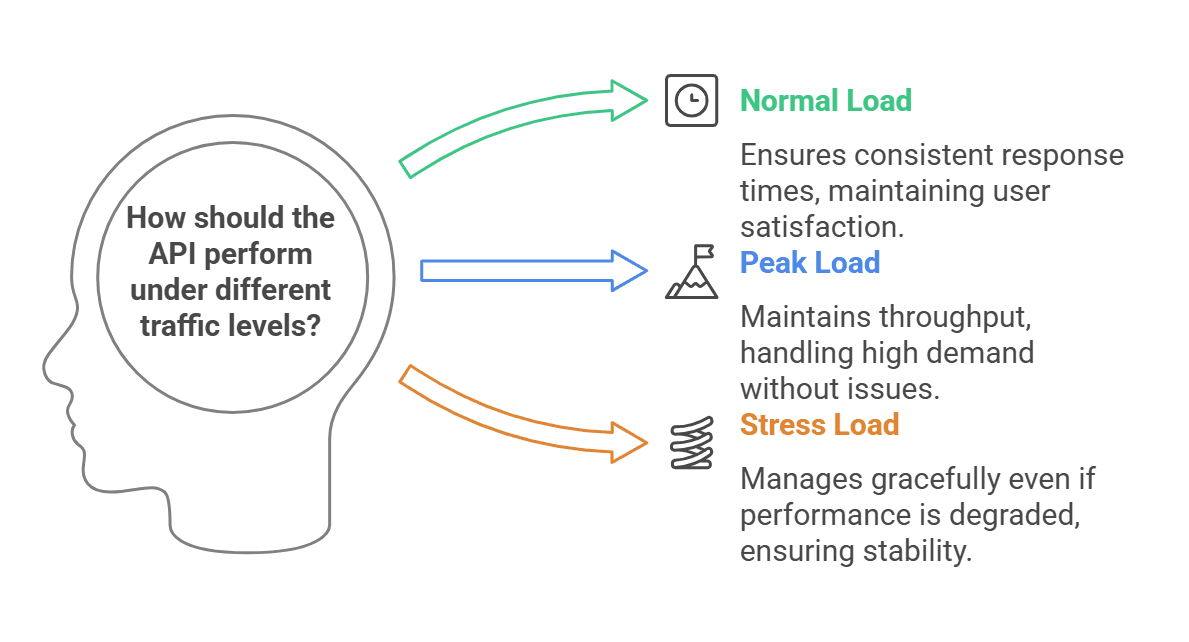 How should the API perform under different traffic levels?