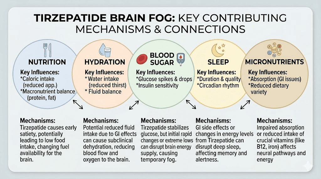 Five mechanisms that cause brain fog while taking tirzepatide