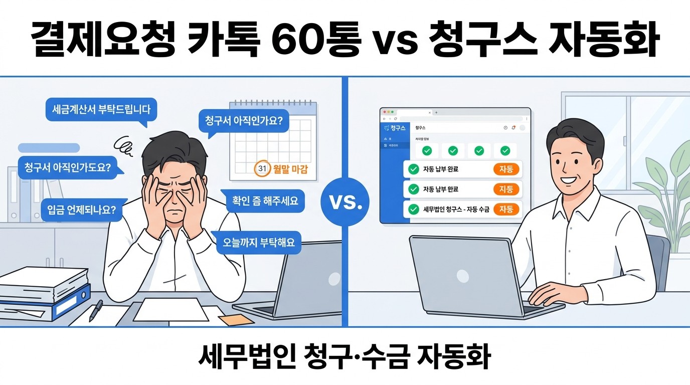 결제요청 카톡 60통 VS 청구스 자동화