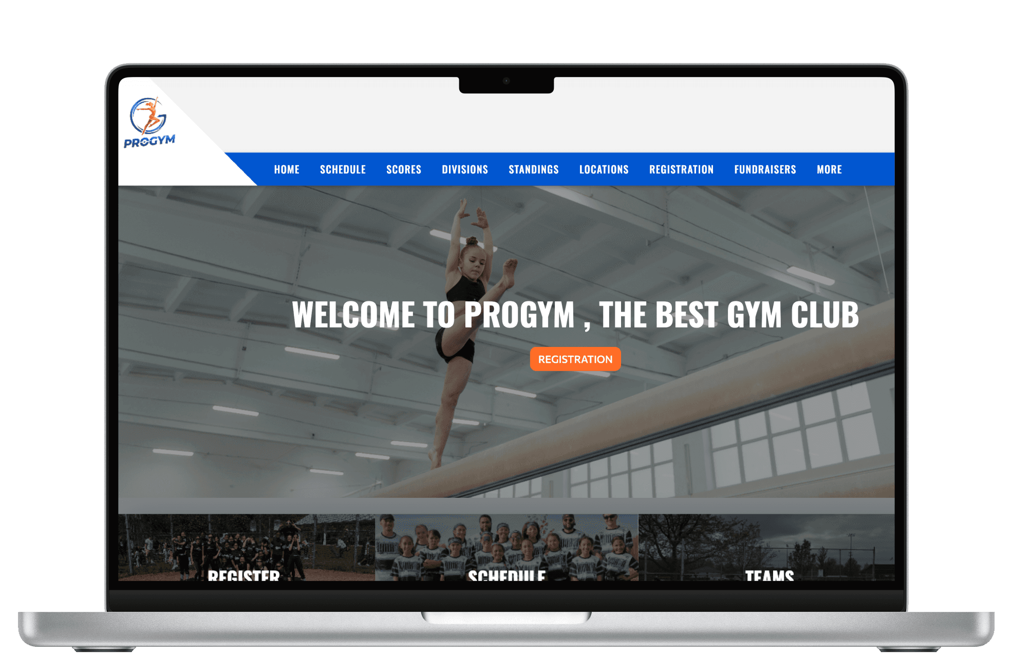 Gymnastics Website Screenshots