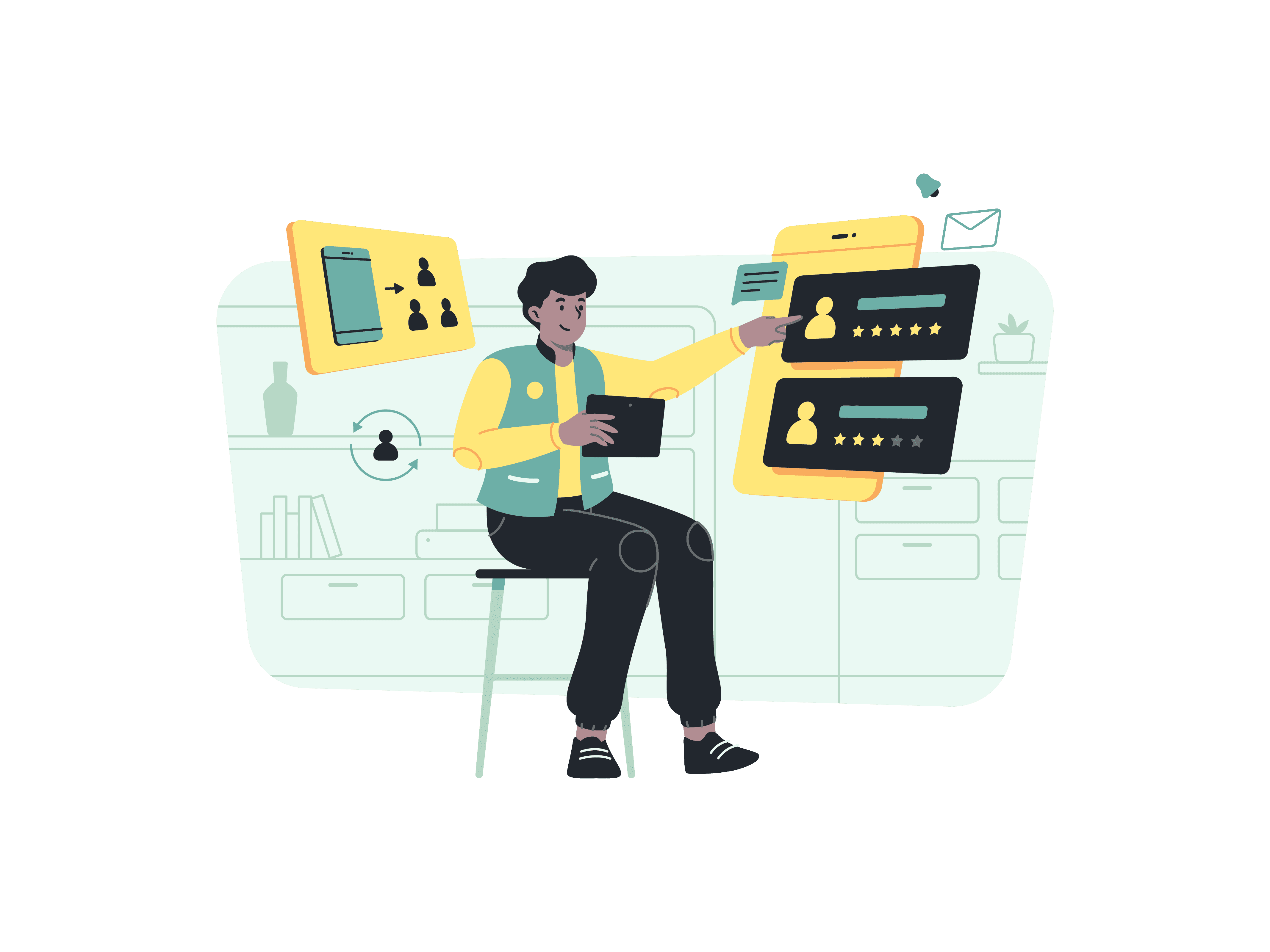 A single white flower in a vase with seashells.