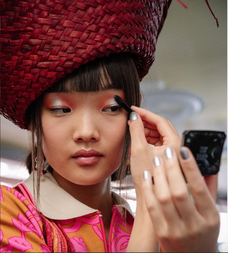 Bold pink eyeshadow at London Fashion Week