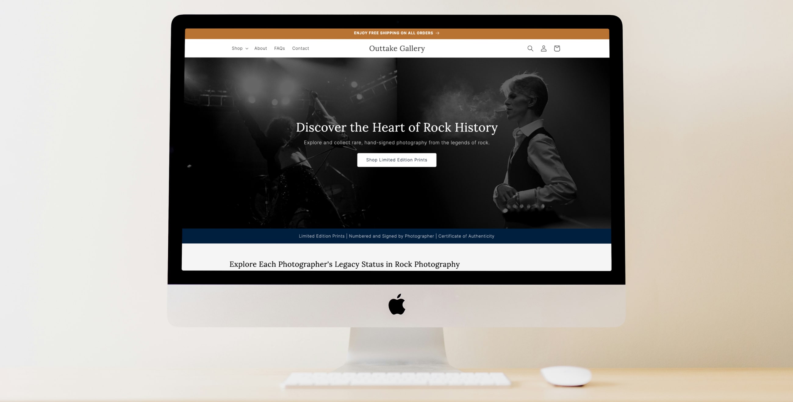 Outtake Gallery homepage web design