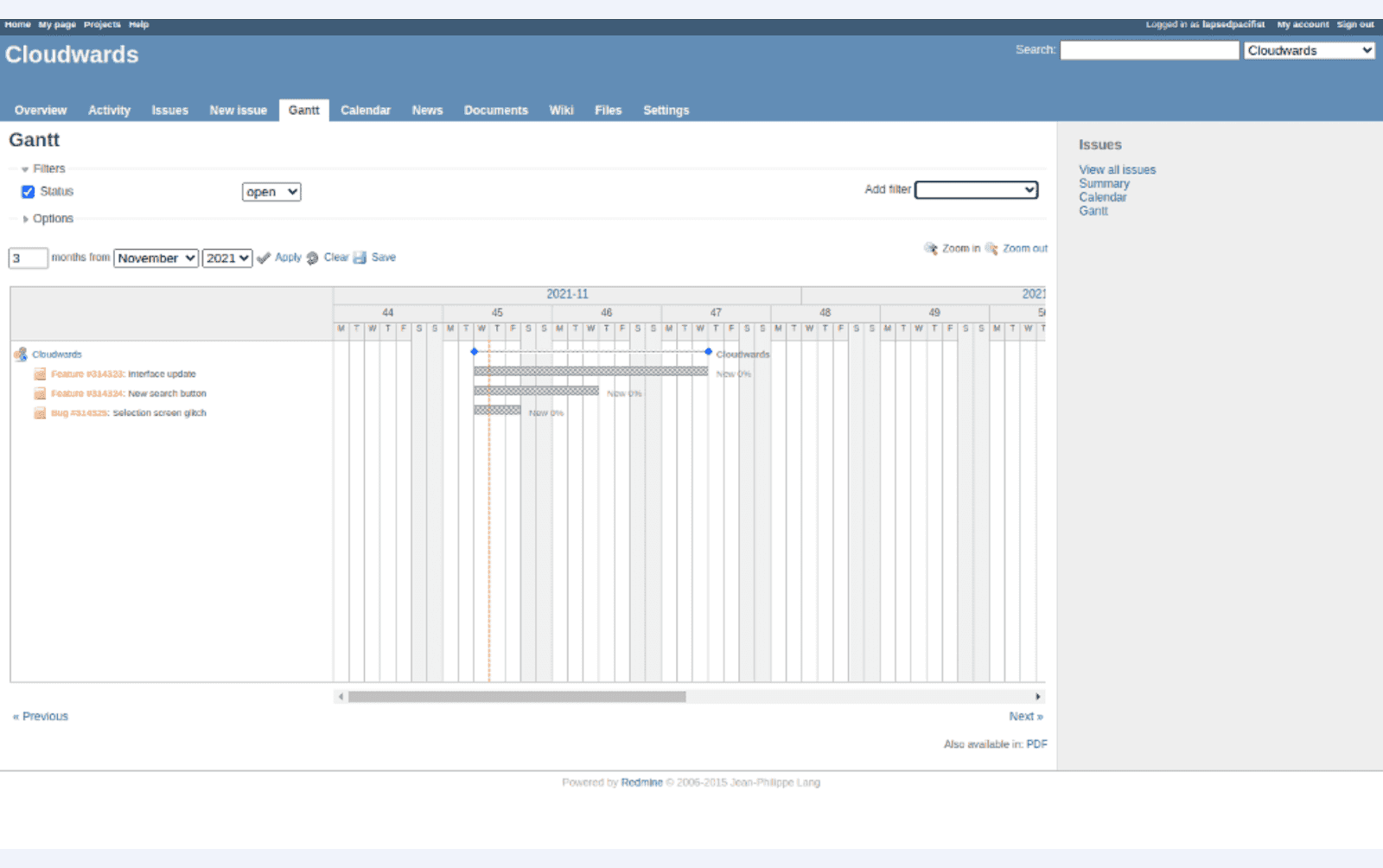  cloudwards in Redmine