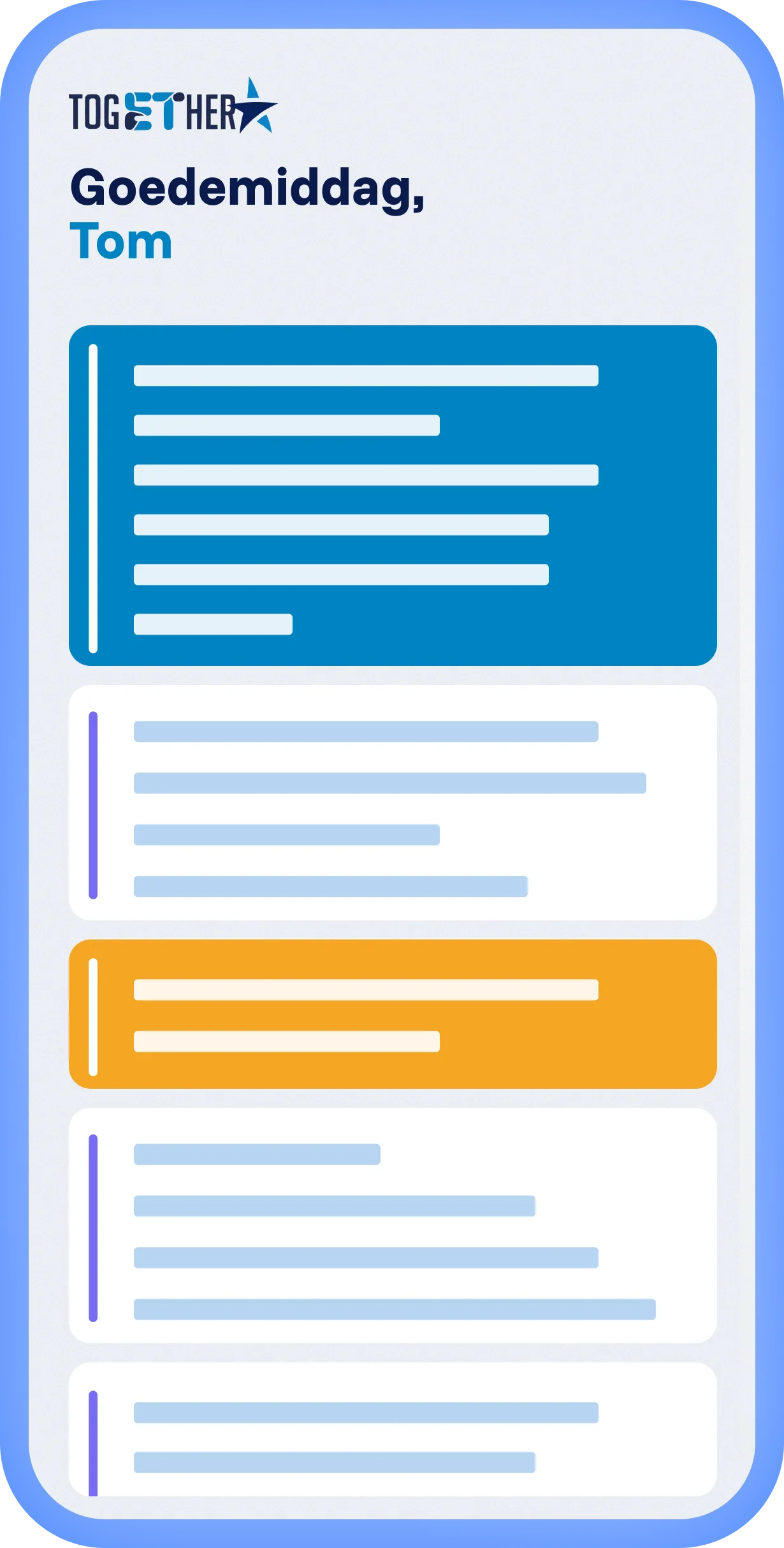 Spencer platform met lokale ervaring en eigen CFE branding, gepersonaliseerde feed met artikelen en overzichtelijke layout
