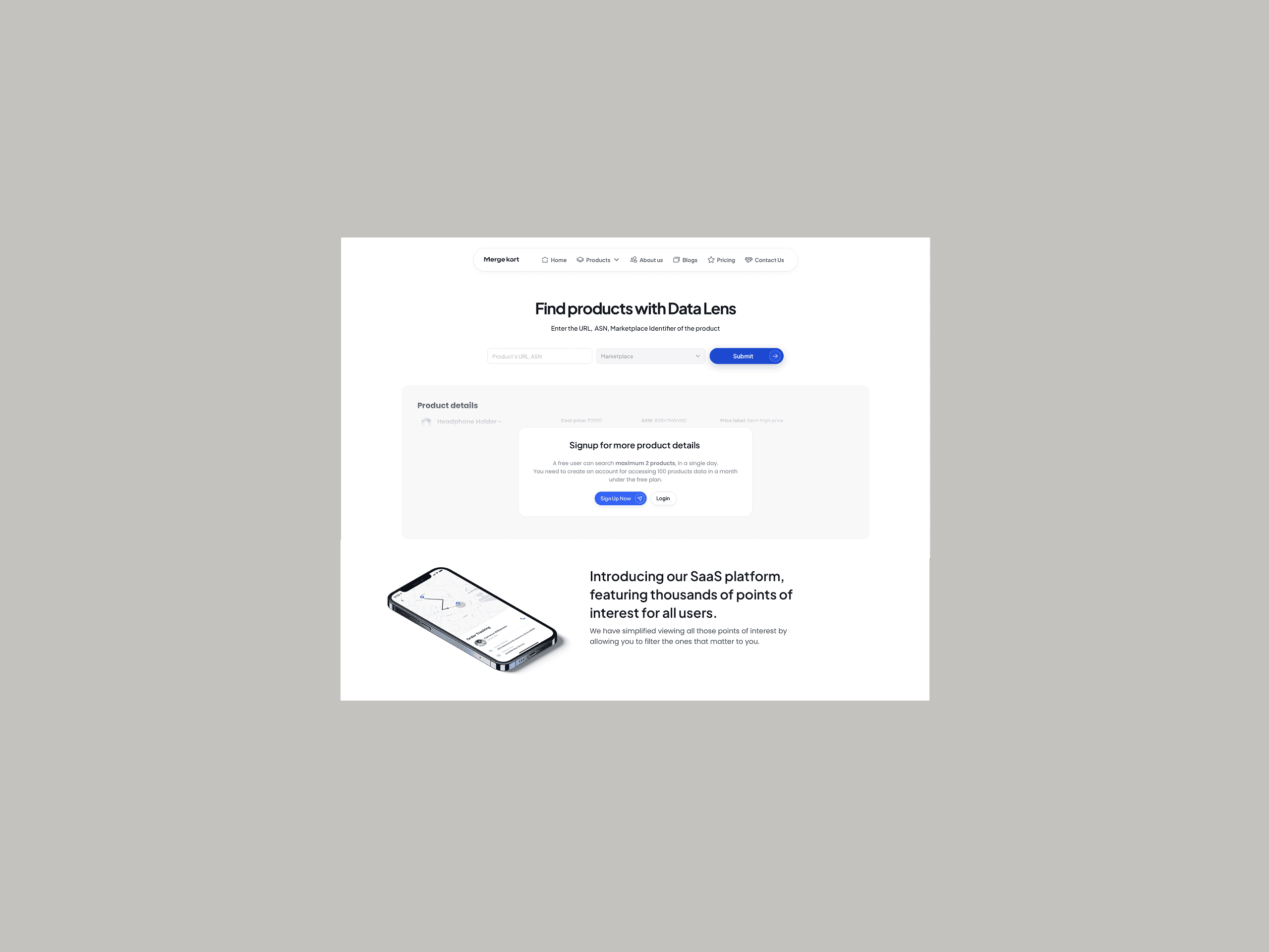 A screenshot from the Stuff page of the website