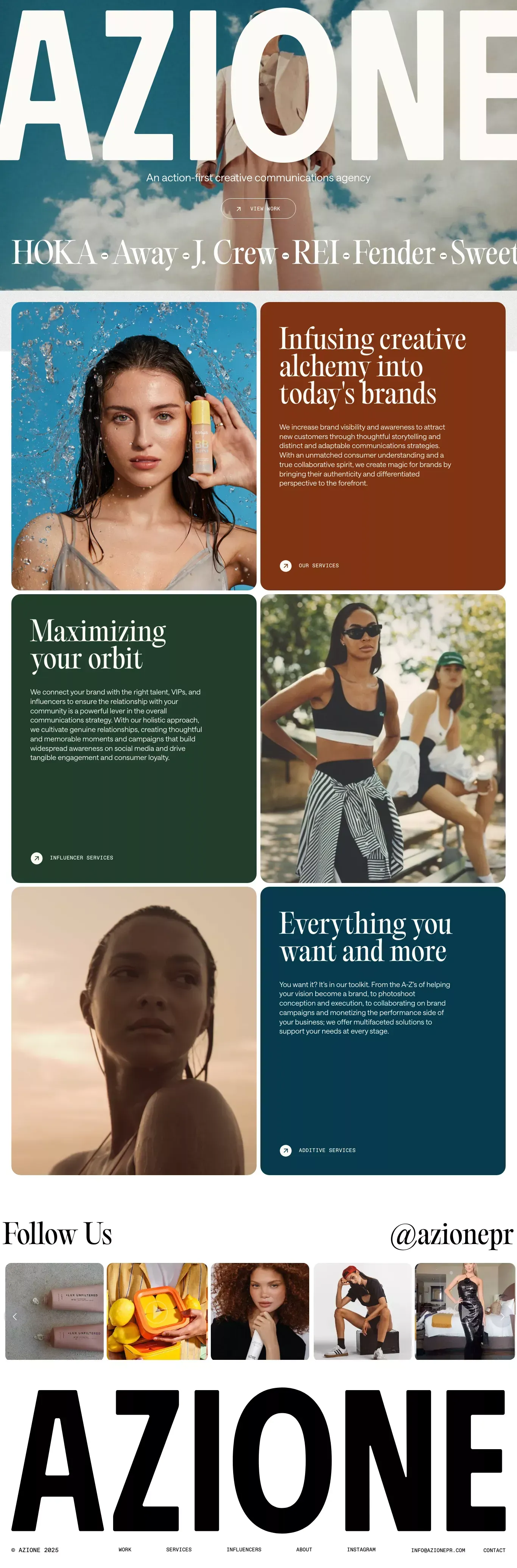 Azione portfolio page screenshot showcasing Marketing and PR design