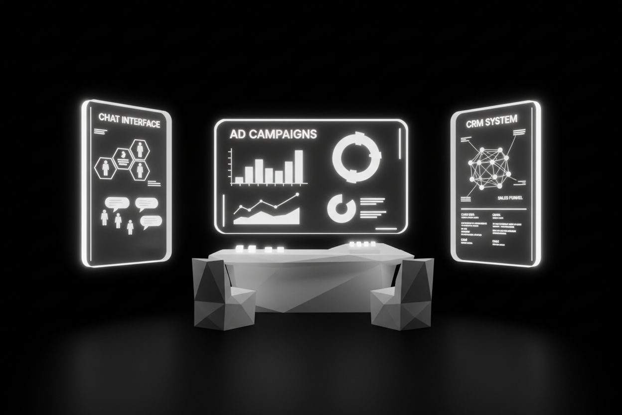 Marketing control room with dashboards