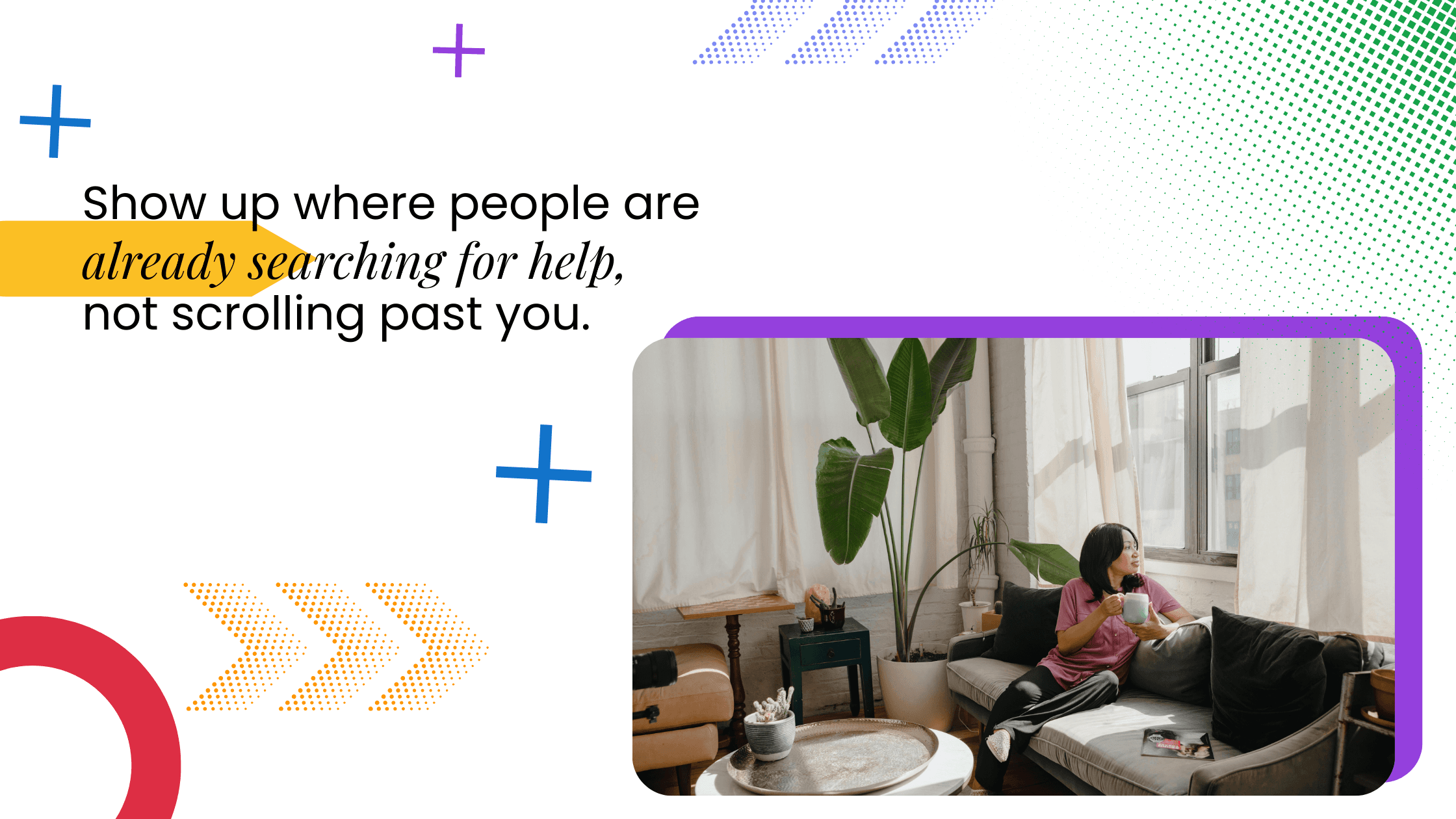 Coach showing up where prospects actively search for help, demonstrating demand-led client acquisition instead of social scrolling.