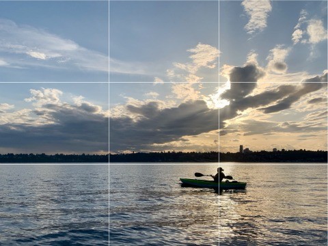   Lining up the horizon along the bottom or top third instead of at the center creates a more balanced image.  