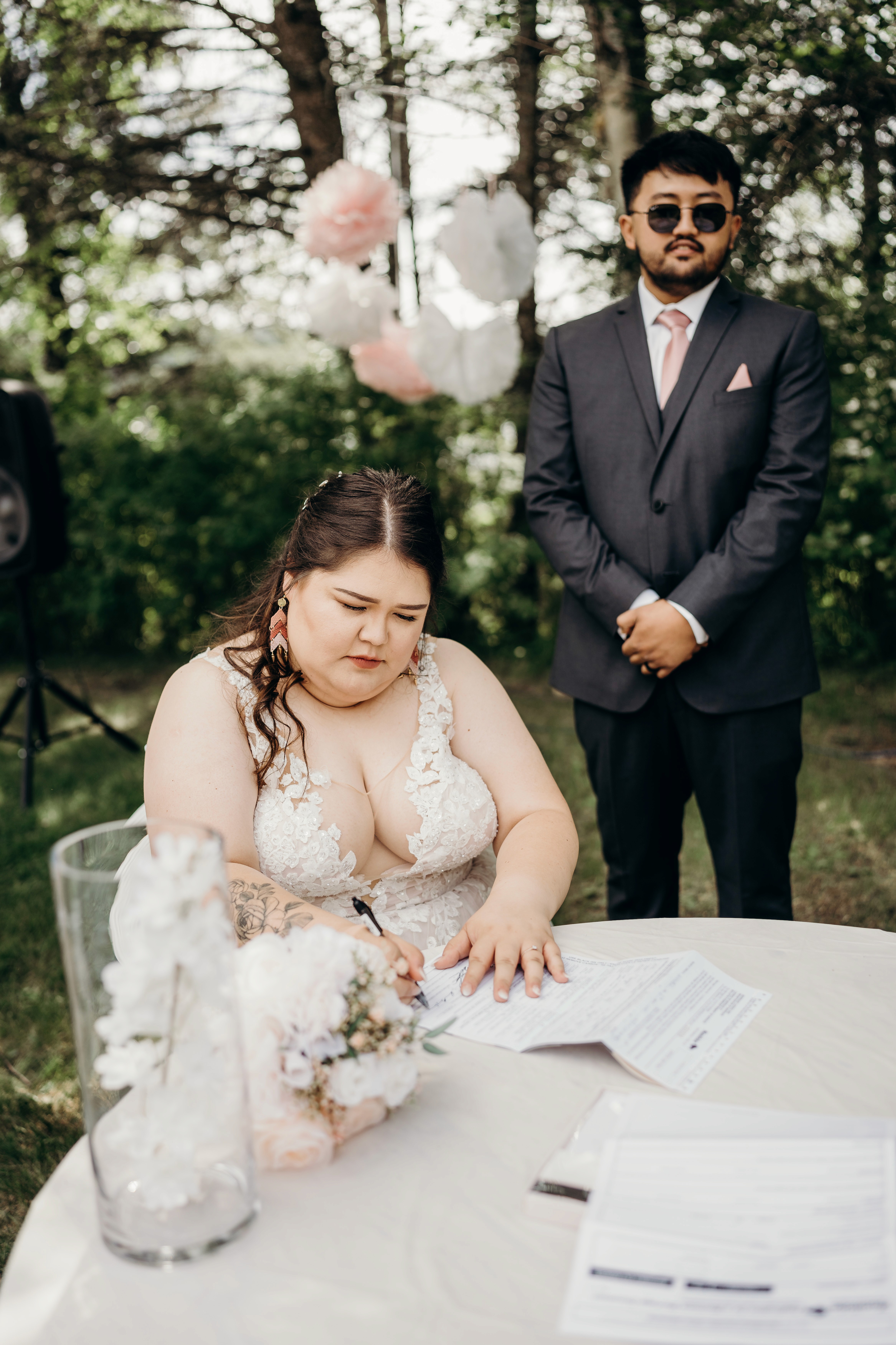Brandon Manitoba wedding ceremony kiss celebration outdoor Winnipeg Trident Studios