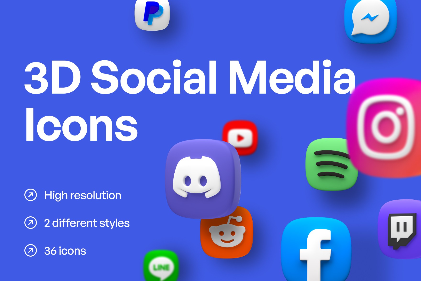 verview of 3D Social Media Icons, showcasing dynamic 3D representations of popular social media logos for attention-grabbing and immersive digital branding, perfect for graphic designers, content creators, and digital branding projects.