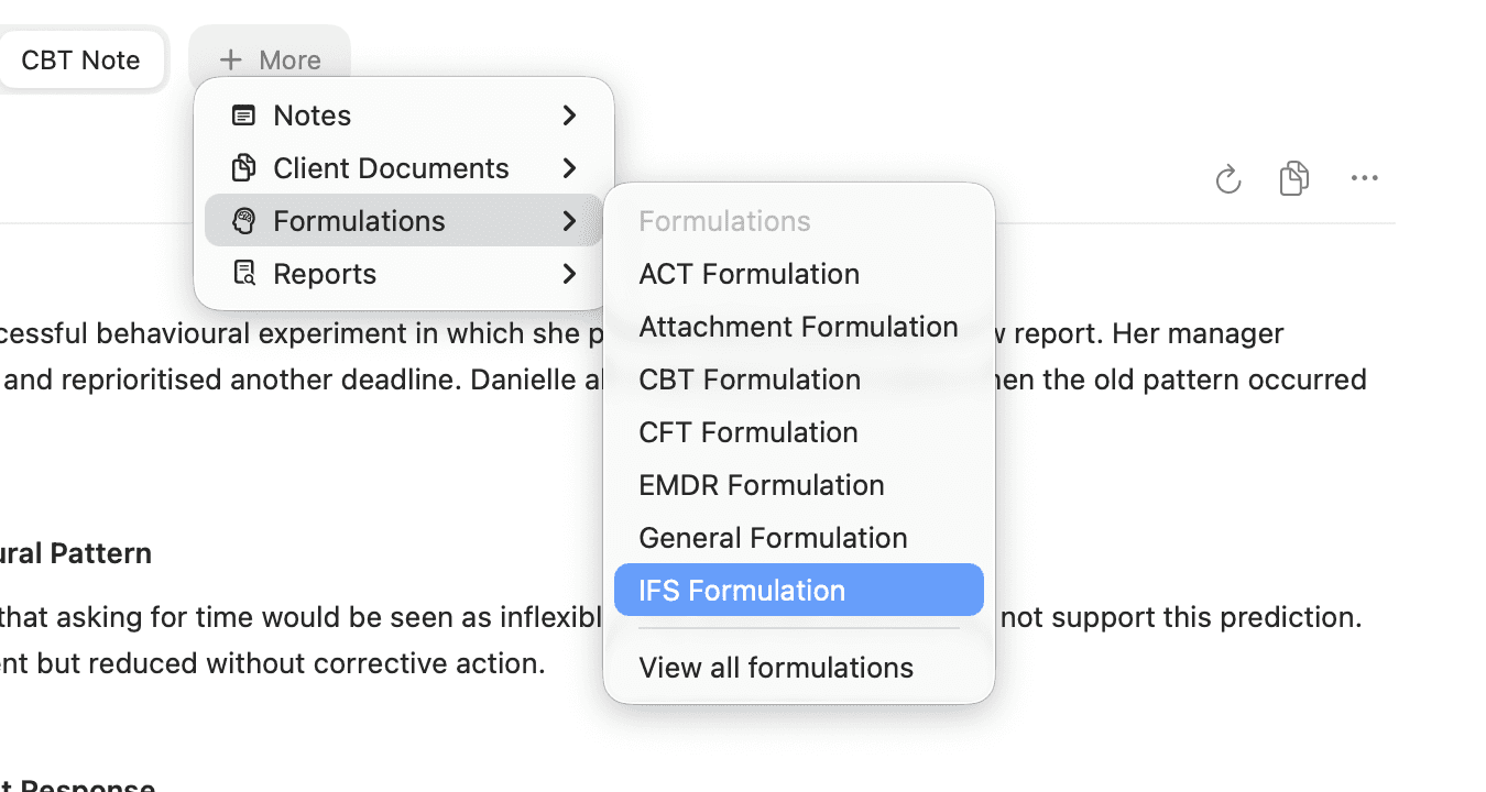 IFS Formulation highlighted in the Formulations menu.