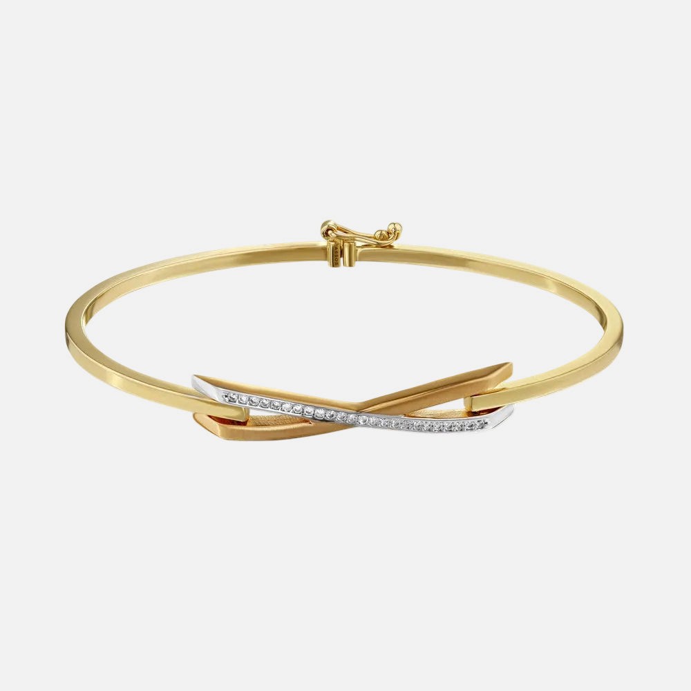 Assos Pırlanta 14 Ayar Taşlı Altın Kaburga Kelepçe Bilezik Tasarımı