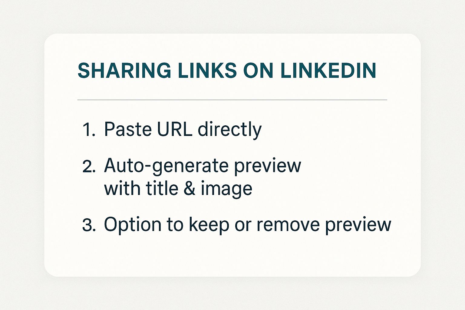 Infographic about how to add link to linkedin post