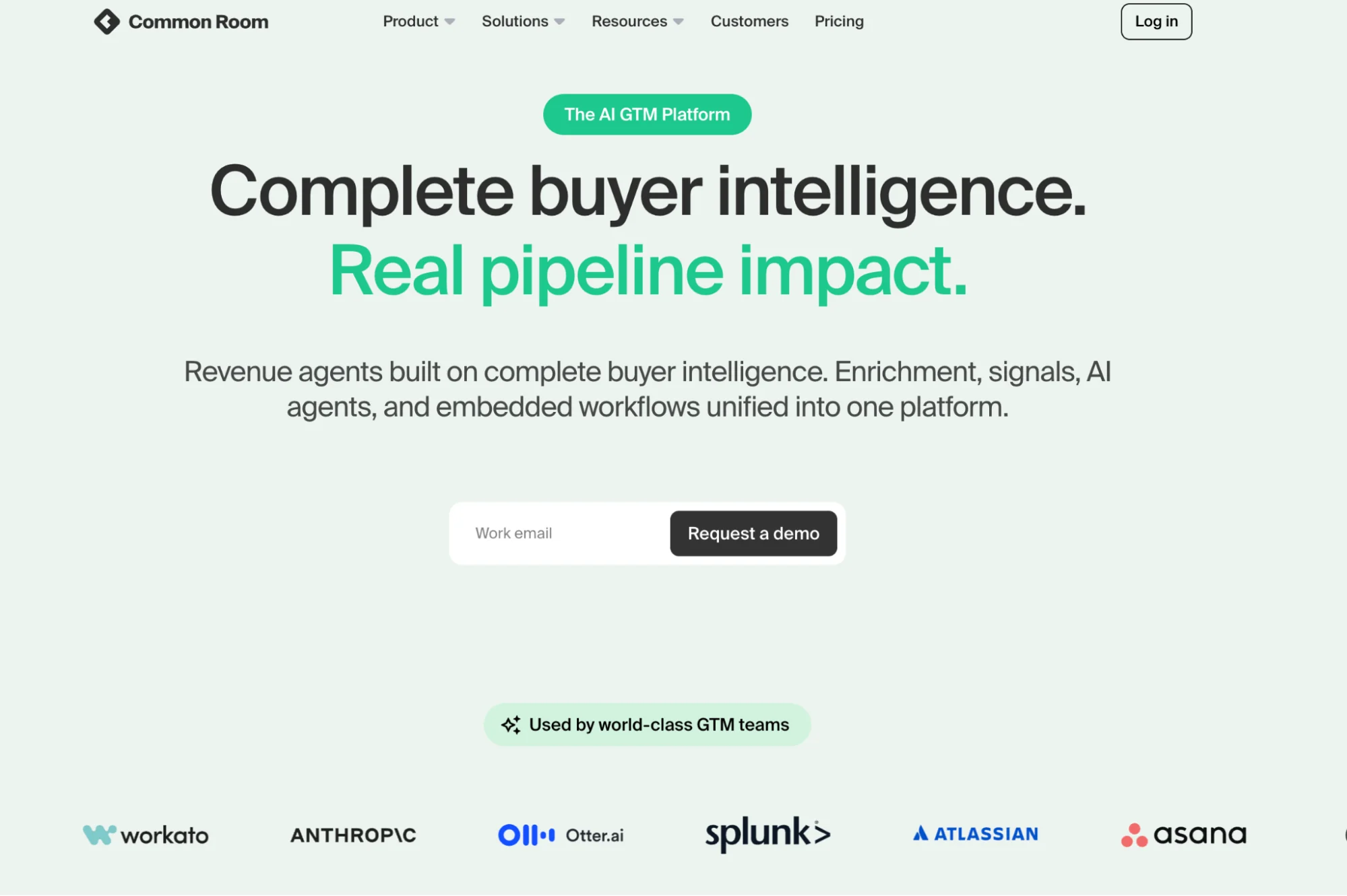 Common Room homepage: buyer intent signals from community and product usage