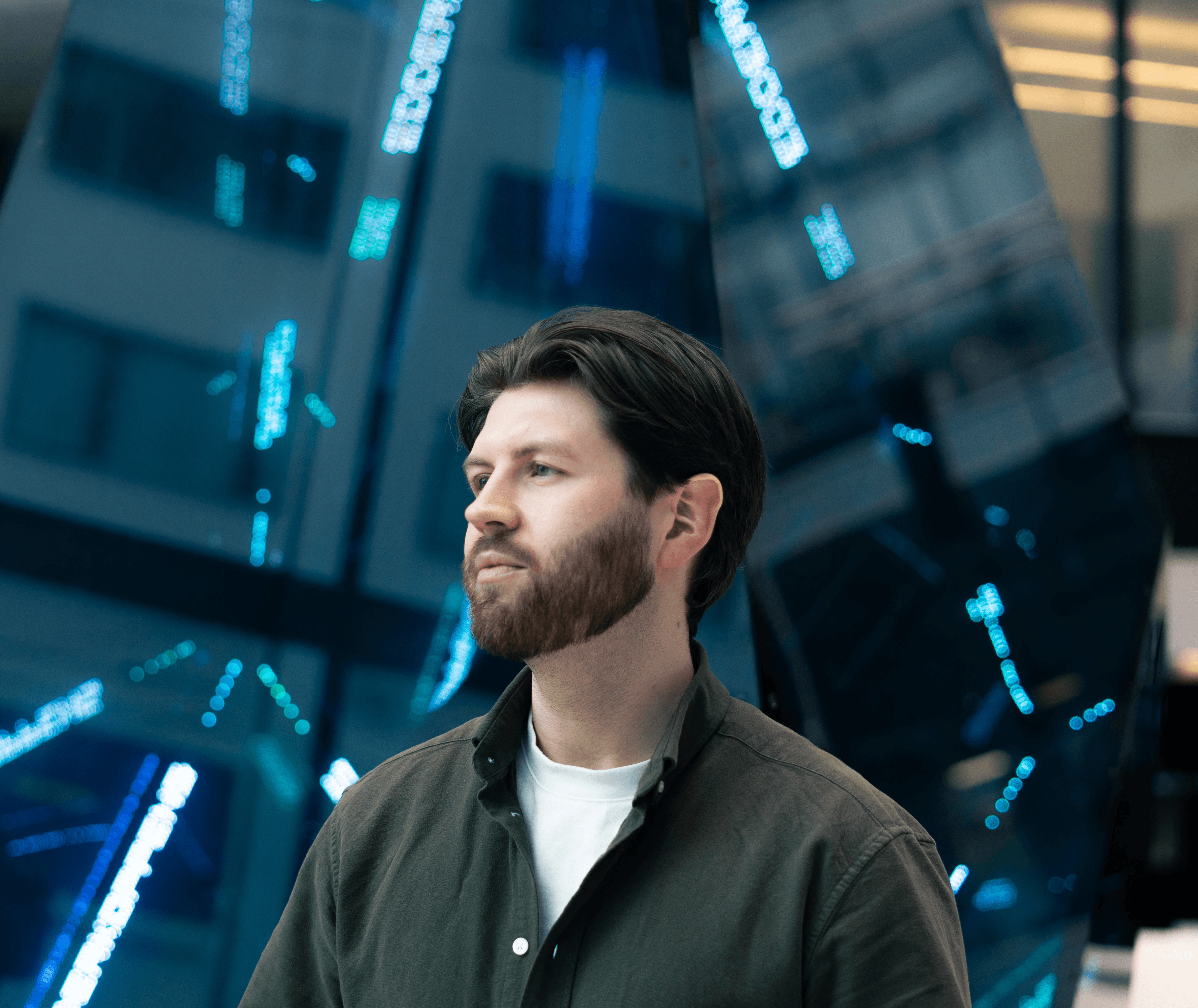 a man holding a cocktail